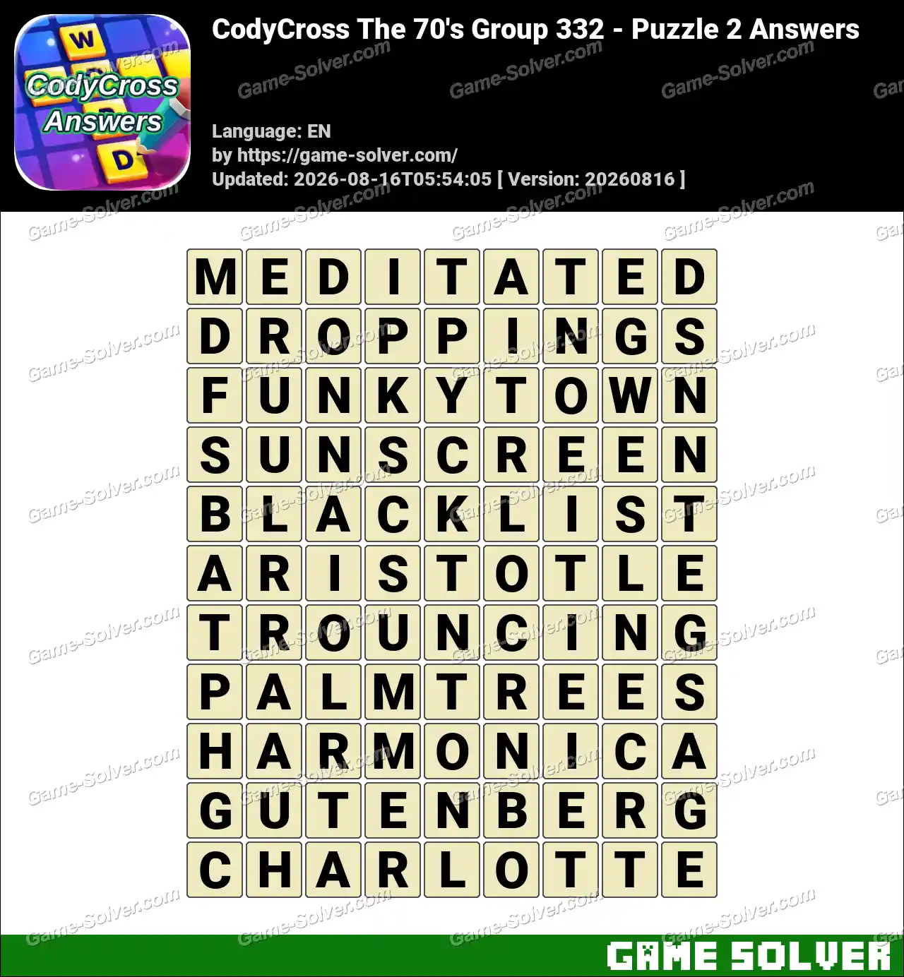CodyCross The 70’s Group 332 – Puzzle 2 Answers